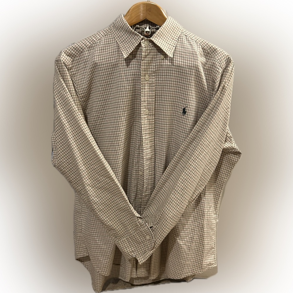 Ralph Lauren Tan Patterned Button Down. - image 1